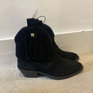 George Black Suede Fringe Booties
